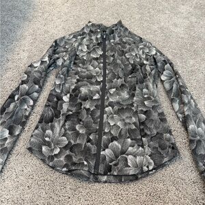 Athleta Black and Gray Floral Women's sip up Jacket